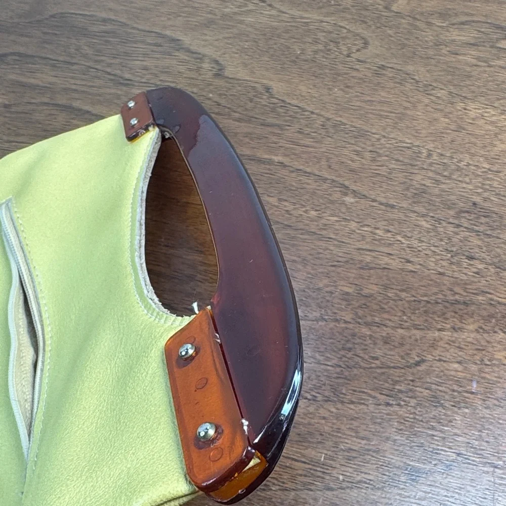 70s Vintage Roger Gimlet Foldable Lucite Yellow Leather Envelope Clutch Bag